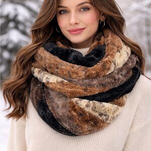 Faux Fur Leopard Print Infinity Scarf Reversible G by Guess